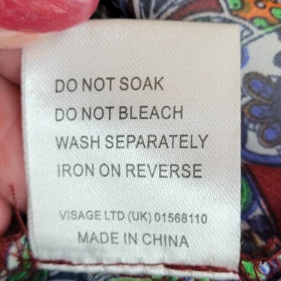 Fashion Union Boho Shirt Dress Sheer Tunic Burgundy Multicolor Women's Size XS - Picture 12 of 13